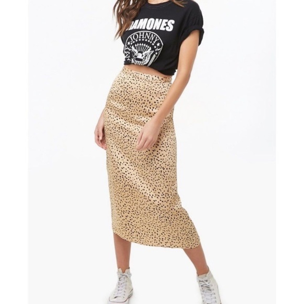 cheetah satin midi skirt